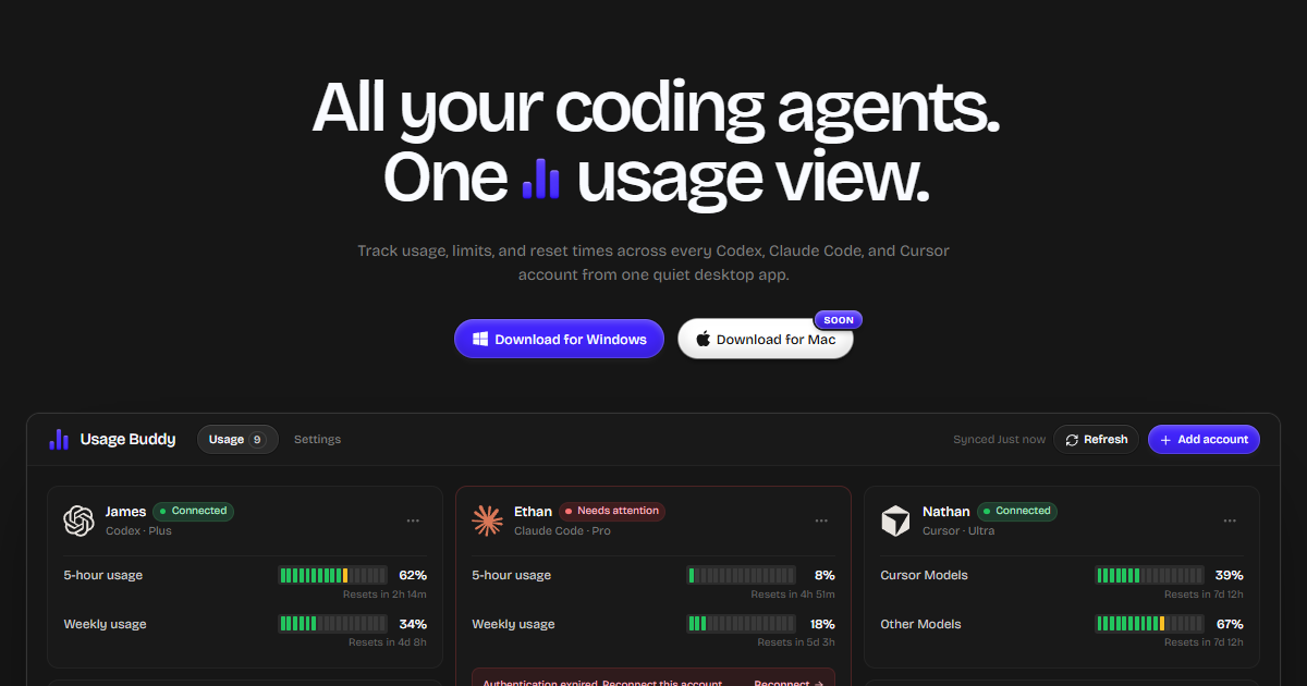 All your coding agents. One usage view